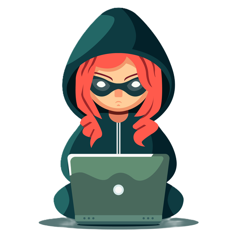 Hacker girl clipart with hotspots